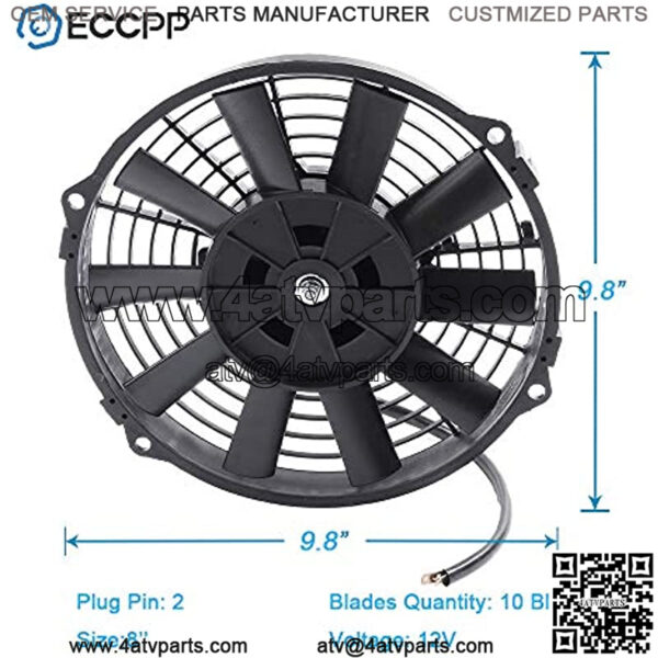 8"inch Push Pull Slim Electric Radiator Cooling Fan Mount Kit Universal Plastic Black - Image 2