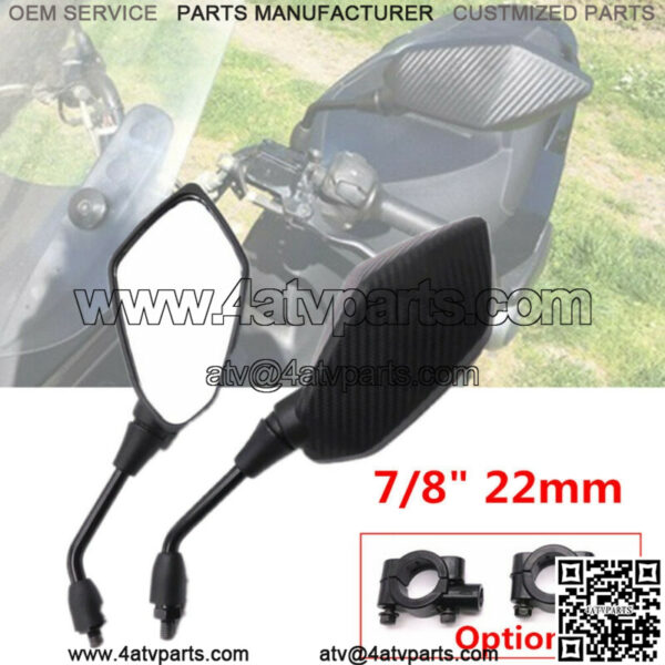 Pair of Motorcycle ATV Scooter 7/8" 22mm Handle Bar End Rearview Side Mirrors