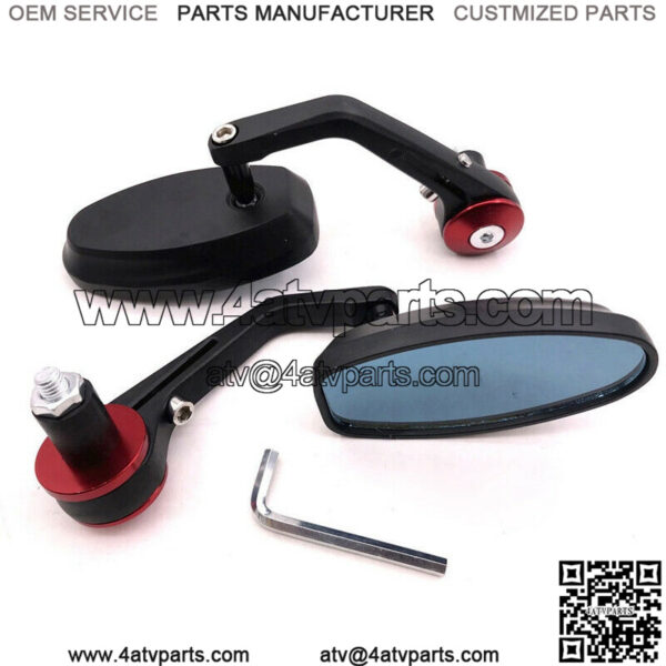 CNC Universal Motorcycle ATV Scooter 7/8" 22mm Handle Bar End Rearview Mirrors - Image 4