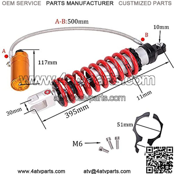 395mm Air Shocks Suspension Absorbers Rear For Banshee Front Shocks For Yamaha Banshee Shock 660 660R 700 700R Banshee 350 YFZ450,for Honda Sportrax TRX400 TRX450 for Suzuki 400 QuadSport ATV - Image 4