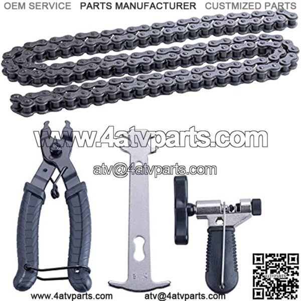 420 Motorcycle Chain 132 Link + Chain Breaker for 50cc 70cc 90cc 110cc 125cc Dirt Pit Bike ATV, Go Kart, Mini Bike, Scooter, Quad.