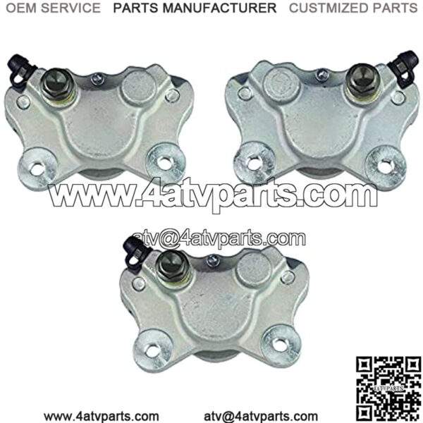 Motorcycle Front Left Right & Rear Brake Calipers Compatibe with Arctic Cat ATV 250 300 375 400 454 500 with Pads