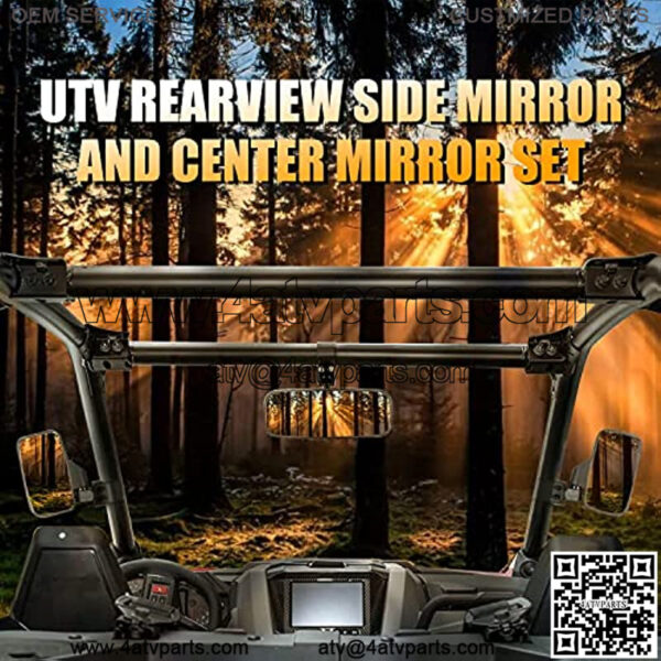 UTV Rear view Side Mirror And Center Mirror Set With 1.75 And 2 Inch Roll Bar Compatible With Can-Am Maverick Commander Polaris RZR Ranger Yamaha YXZ Kawasaki Teryx CFMOTO UForce - Image 3