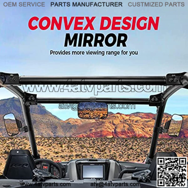 UTV Side Mirrors And Center Mirror with 1.6" to 2" Roll Bar Cage, Adjustable Rear View Side Mirrors Compatible with Polaris RZR, Commander Maverick X3, Viking, Rhino, Kawasaki Teryx - Image 5