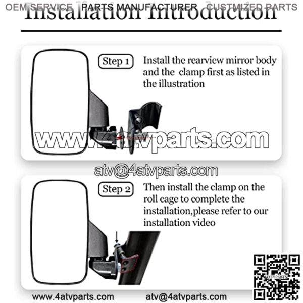 Ranger Side Mirror, 2022 New UTV Side Mirrors,Especially Improved The Length of The Right Fixture, So That it Does not Block The Line of Sight, Compatible With Polaris Ranger General, Can-Am Defender - Image 4