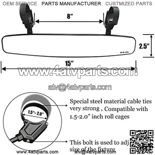 UTV Mirrors, Aluminum Alloy Material,2022 New RZR Rear View Mirror for 1.5" to 2" Inch Roll Cage, Adjustable for Best View, Compatible with Polaris RZR,Kawasaki Mule, Honda Pioneer,Can am X3 - Image 4