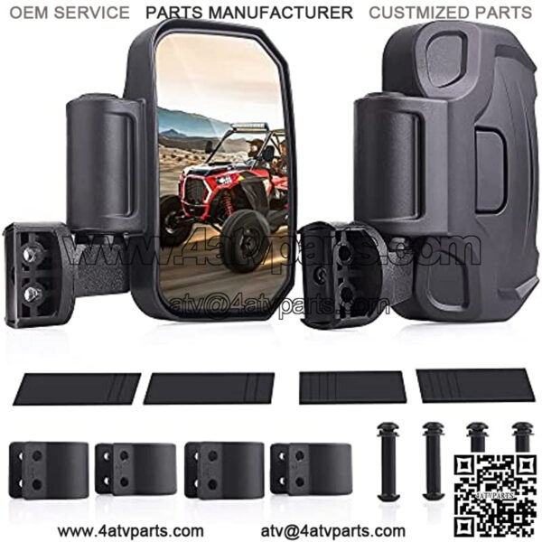 UTV Mirrors, MICTUNING 2nd-Gen UTV Rear View Mirrors with 1.75" -2" Roll Bar Mounts, Break-away Adjustable Shock-proof Shatter-proof RZR Mirrors Compatible with Polaris Kawasaki Mule Pioneer Yamaha