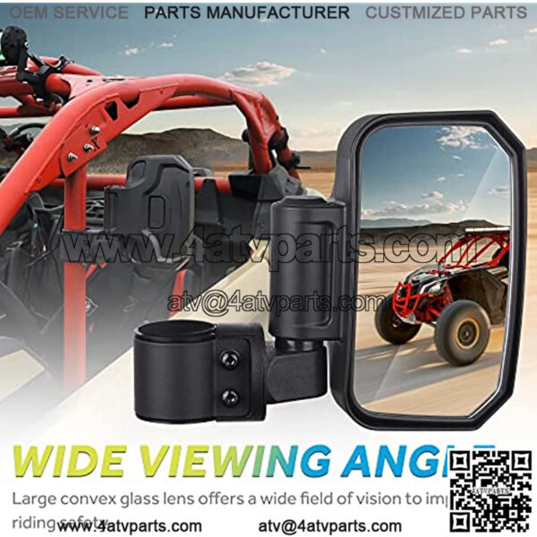 UTV Mirrors, MICTUNING 2nd-Gen UTV Rear View Mirrors with 1.75" -2" Roll Bar Mounts, Break-away Adjustable Shock-proof Shatter-proof RZR Mirrors Compatible with Polaris Kawasaki Mule Pioneer Yamaha - Image 2