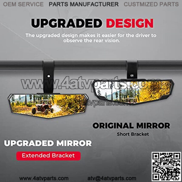 UTV Rear View Mirror, Upgraded Convex UTV Mirror Fits 1.75"-2" Crossbar Compatible With Talon, Polaris RZR, Pioneer, Can Am Commander Maverick, Kawasaki Mule, CFMOTO, Gator - Image 4