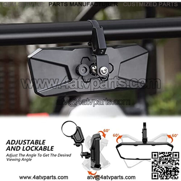 UTV Rearview Mirror for 1.5" to 2.0" Roll Cage, New RZR Mirrors with Adjustable large field of view, Compatible with Polaris RZR, Can Am Commanders, Honda Pioneer SXS, Kawasaki Mule, Yamaha YXZ - Image 2