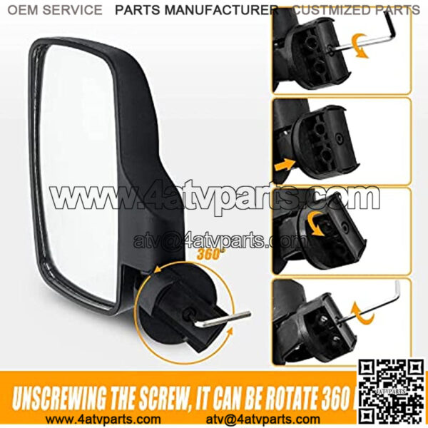 UTV Rearview Side Mirror And Center Mirror Set 1.6" - 2" Bar Compatible with Polaris RZR Ranger Can-Am Maverick Yamaha Kawasaki Honda Pioneer Talon Arctic Cat - Image 3