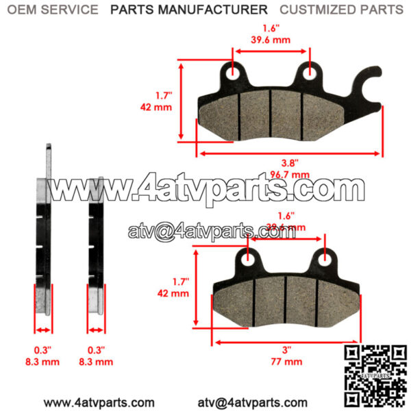 Front And Rear Brake Pads for Can-Am Commander 800R 2012-2017 - Image 2