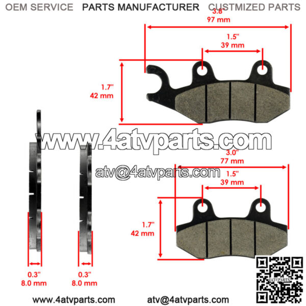 Front And Rear Brake Pads for Can-Am Commander 800R 2012-2017 - Image 3