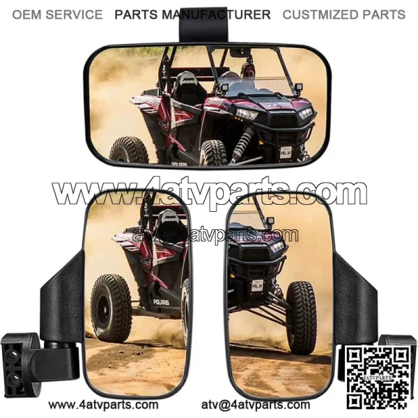 UTV Rear Side View & Center Mirrors For Kawasaki Mule PRO FX FXT DX DXT PRO-MX