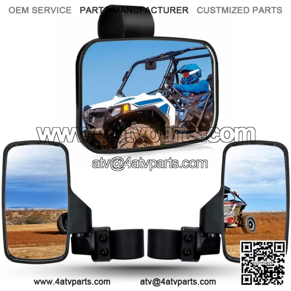 UTV Rear Side View & Center Mirrors For Kawasaki Mule PRO FX FXT DX DXT PRO-MX - Image 2