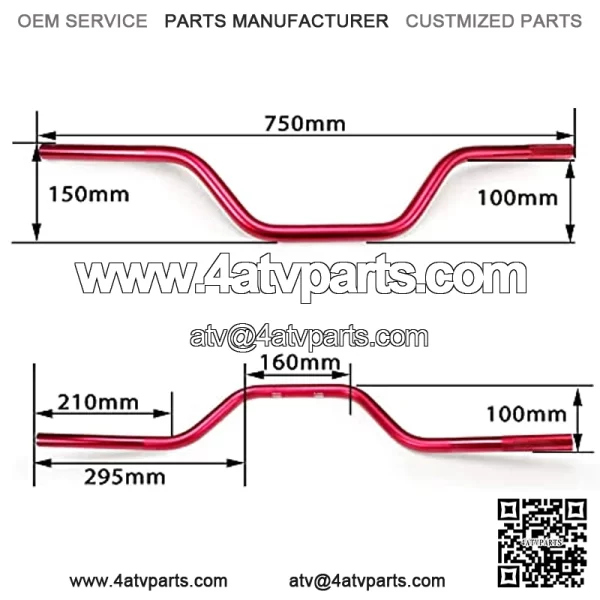 Motorcycle Handlebar 7/8" 22mm Mid Handlebars Aluminum Handle Tubes Compatible With Dirt Bike Pit Bike Motorcycle Quad ATV Red,5% coupon applied at checkout,with coupon - Image 2