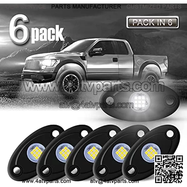 LY8 6 Pods - Luces LED de ne??n blanco para coche, cami??n, ATV, UTV, SUV, Jeep, barco, bajo la carrocer??a, l??mpara impermeable (blanco)