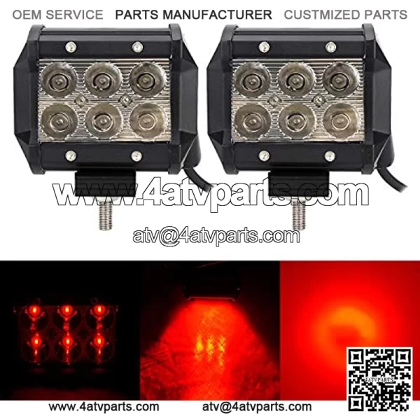 Luz de trabajo LED roja de 18 W de 4 pulgadas, barra de luz antiniebla todoterpara seal de seguridad de emergencia, furgoneta, SUV, ATV, barco, cami??n, pesca, caza, iluminaci??n de cubierta de 12