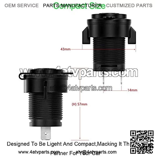 Cigarette Lighter Socket, Waterproof Car Charger Socket Power Marine Grade 12V DC Outlet Adapter For Motorbike Car Scooter - Image 4