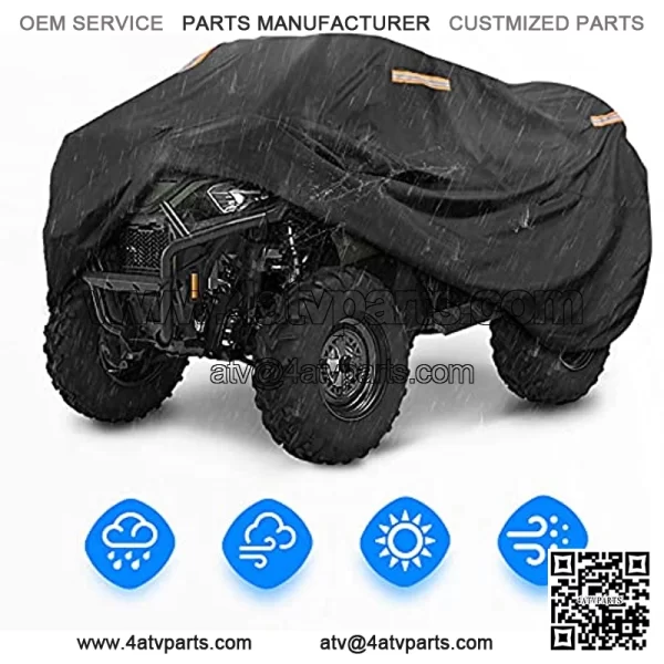 Four Wheeler Cover, ATV Cover w/Reflective Straps Water-Resistant Outdoor Storage, 4 Wheeler Quad Cover w/Elastic Base Wrap Protects 4 Wheeler Away from Snow Rain or Sun, 100 x 43 x 47'' L