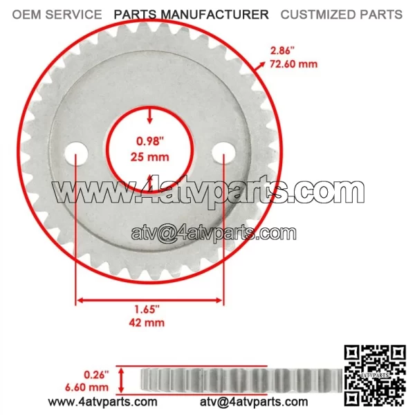 Camshaft Cam Timing Chain Gear Sprocket fits Polaris Ace 570 2016 2017 2018 2019 (For: Polaris) - Image 2