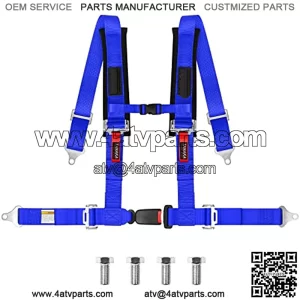 High Performance 4 Point Harness with Bypass Plug for Sand Sport Vehicle, Utility Vehicle, Truck, Go Kart, Off-Road Vehicle (BLUE)