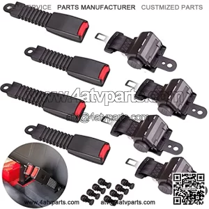 Universal Golf Cart Seat Belts Kit Retractable Set of 4 for Golf Cart Club Car EZGO Yamaha Go Kart ATV UTV Bus - Black