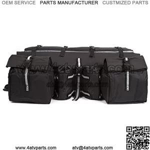 ATV Cargo Bag Rear Rack Gear Bag Made of 600D Waterproof Fabric with Topside Bungee Tie-Down Storage Padded-Bottom Multi-compartment Black