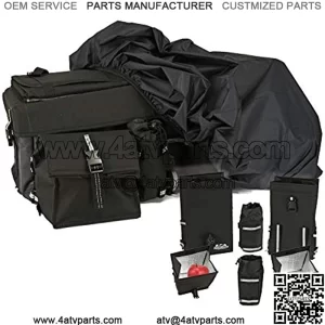 Gear ATV/Quad Rear Rack Bag with Rain Cover and Insulated Cooler Bags, Black