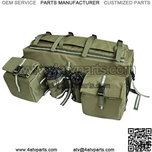 ATV Cargo Bag Rear Rack Gear Bag 600D Waterproof Oxford with Reflective Stripe Topside Bungee Tie-Down Storage Padded-Bottom Multi-Compartment Camo All Purpose Rear Seat Bag