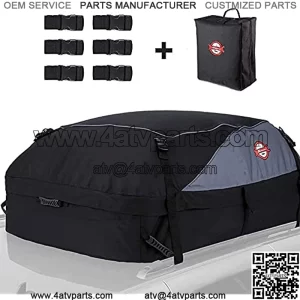 Car Roof Bag & Rooftop Cargo Carrier ?C 15 Cubic Feet Heavy Duty Bag, Waterproof Excellent Military Quality Rooftop Car Bag - Fits All Cars with/Without Rack + 6 Reinforced Straps & Storage Bag