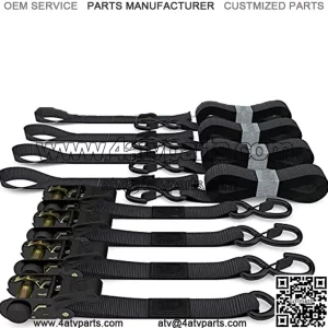 Ratchet Tie Down Straps (4PK) - 1,823lb Guaranteed Max Break Strength, Includes (4) Premium 1" x 15' Rachet Tie Downs with Padded Handles. Best for Moving, Securing Cargo (Black 4-Pack)