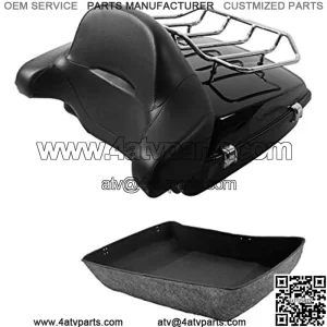 Chopped Tour Pack Pak Trunk Backrest & Top Luggage Rack Fit For Harley 2014-2020 Touring Road King FLHR Street Electra Glide Ultra-Classic FLHTCU FLHTK FLTRX FLTRXS FLTRU FLHT Vivid Black 2019