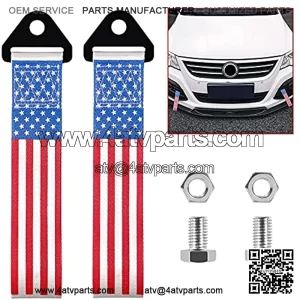 2 Pack Car Racing Tow Straps, MELIFE Tow Straps Universal Cars Set Belt Nylon Tow Straps Traction Rope Trailer Hooks for Rear or Front Bumper Decorative Trailer Belts - Stars and Stripes