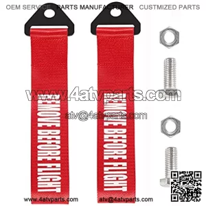 DORHEA 2PCS Racing Tow Strap Red High Strength Tow Strap Universal Cars Set Belt Nylon Strap Traction Rope Trailer Hook Compatible with Front or Rear Bumper Towing Hooks Decorative Trailer Belt (Red)