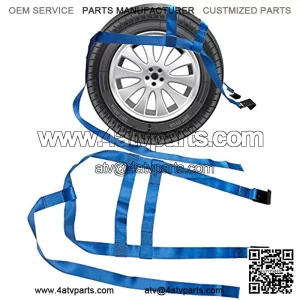 Bang4buck 2Pcs 17" - 21" Rim Size Car Basket Rachet Tow Dolly Straps Adjustable Racing Rally Wheel Net Set with Flat Hooks, 6600lbs Breaking Strength,5% coupon applied at checkout,with coupon