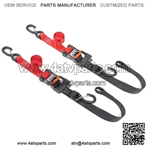 1.5in x 6.5ft Ergonomic LocRatchet Soft-Tye Straps with Heavy-Duty Latch Hooks - - 1,000 lb. WorLoad Limit / 3,000 lb. BreaStrength - Red/Black (Pair)