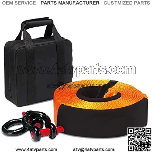 Heavy Duty Tow Strap Recovery Strap Kit : 3 inch x 30 ft (35,000 lbs) 100% Nylon and 22% Elongation Snatch Strap + 3/4 Heavy Duty D Ring Shackles (2pcs) + Storage Bag