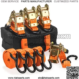 Moto Heavy Duty Motorcycle Tie Down Straps. 1.5 in X 10 Ft. 3300Lb Break Str. Heavy Duty Ratchet Strap Set. Motorcycle Straps. Cargo, ATV / UTV Tie Down Straps. Hi Vis Orange