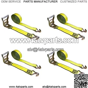 Mega Cargo Control 2?? x 30?? Tie Down Double Wire J Hook for Trucks, Trailers & Powersports (Yellow, 4 Pack)