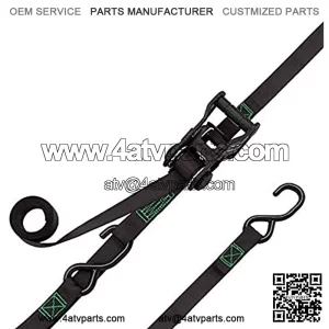 #4628 10-Foot Tactical Ratchet Straps, Haul Light Loads in Pickup Trucks & Trailers, Dirt Bikes, ATV's, Lawn Tractors, 1,500 lb Break Strength 500 lb Safe Work Load, 2-Pack, Black