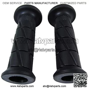 Black Soft Rubber Open End Motorcycle Grips fit 7/8th" Handlebars Pair for Aprilia, BMW, , Honda, Kawasaki, KTM, Moto Guzzi, Suzuki, Yamaha, ATV