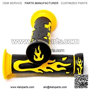 ATV/PWC Yellow Flame Hand Grips 7/8" Handlebar Compatible with Yamaha Banshee