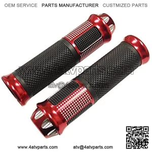 MMG Universal Handlebar Grips 7/8 inches (22mm) Aluminum Soft Rubber Motorcycle Scooter, Diamond, Red