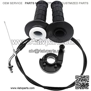 Throttle Accelerator Handle Grips and Bent Cable Set for 7/8" 22mm Bar 50cc 110cc 125cc 150cc 250cc Doodlebug Bike ATV Quad Pit Pro Trail Dirt Bike