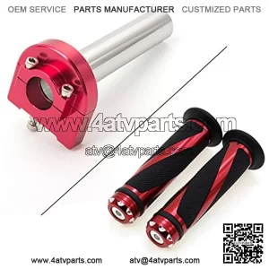 Motorcycle 7/8" Handle bar Hand Grips with Anodized CNC Quick Twist Throttle Tube Motorized Lever Control Fit for Most Scooter Sportbikes ATV for Kawasaki Honda Suzuki Yamaha
