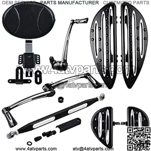 Adjustable Rider Backrest Adapter Metal Stand Mounting Kit Driver Passenger Floorboards Brake Arm Lever Peg Lever Toe Rear Heel Shifter Pedal Shift Linkage Set Compatible with Harley Touring 2009-2013