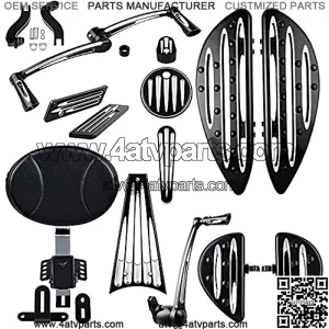 Adjustable Backrest Driver Passenger Floorboards Brake Arm Lever Peg Pedal Shift Toe Heel Shifter Fuel Door Dash Insert Ignition Saddlebag Latch Cover Frame Grill Compatible with Harley Touring