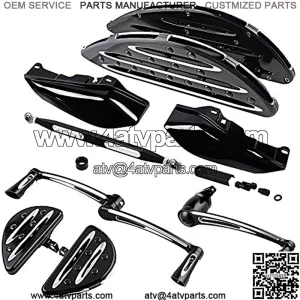 Front Driver Rear Passenger Stretched Floorboards + Brake Arm Lever Peg Pedal + Heel Toe Shifter Pegs + Shift Linkage + Mounting Bracket Screws + Mid-Air Deflector Kit Compatible with Harley 2014-2016