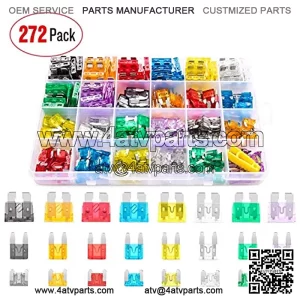 50019R 272pcs Standard & Mini & Low Profile Mini Blade Fuse Assortment, 2A 5A 10A 15A 20A 25A 30A 35A Replacement Fuses for Car Boat Truck SUV Automotive